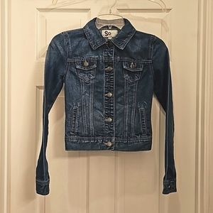 EUC SO Button Up Denim Blue Jean Jacket Juniors XS